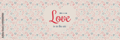 Valentine's Day - banner with cute hand drawn hearts. Vector.