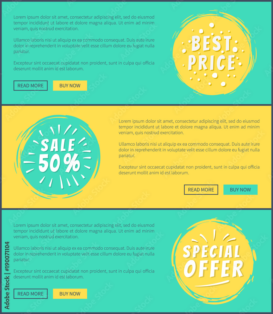 Half Price Special Offer Cards Vector Illustration Half Price Special Offer Cards Vector Illustration