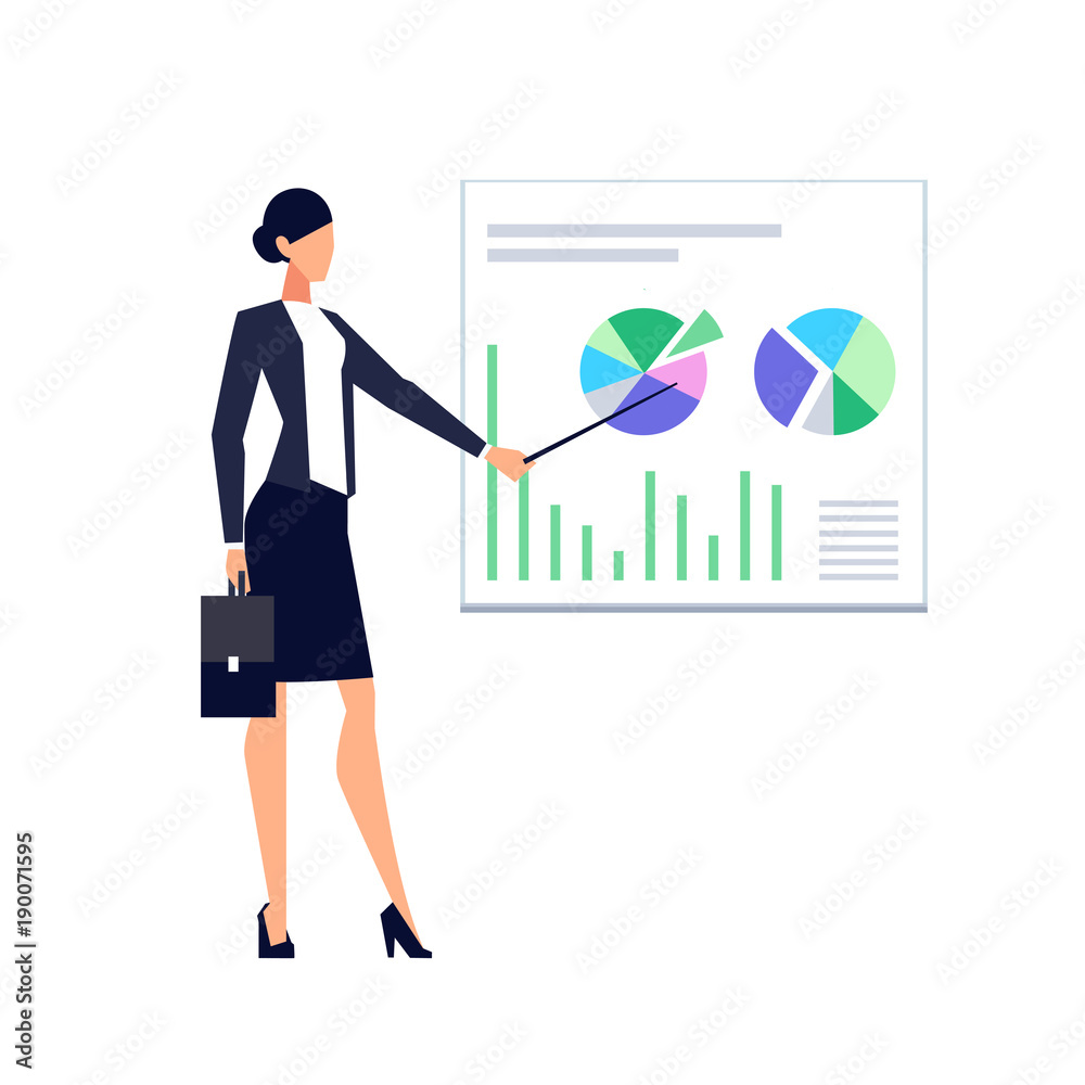 Businesswoman in a flat style isolated on white background. Businesswoman in a flat style isolated on white background.