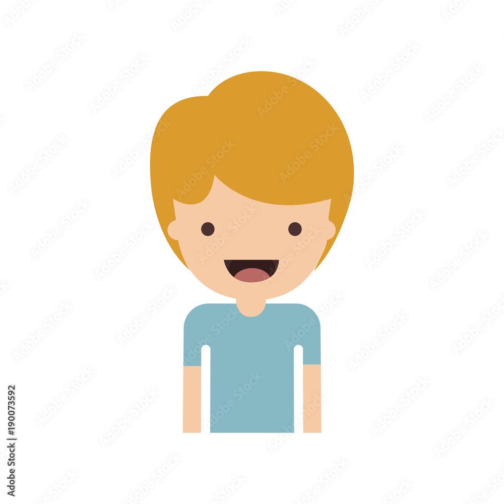 half body people with boy in t-shirt and short hair in colorful silhouette without contour vector illustration half body people with boy in t-shirt and short hair in colorful silhouette without contour vector illustration