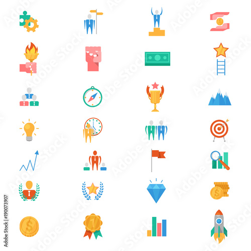 Motivation icons vector motivated business signs to inspire for achievement goals and success illustration of motivational set isolated on white background