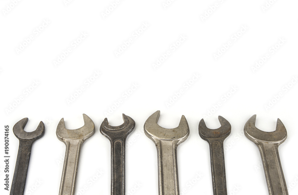 Set of wrenches on the white background Set of wrenches on the white background