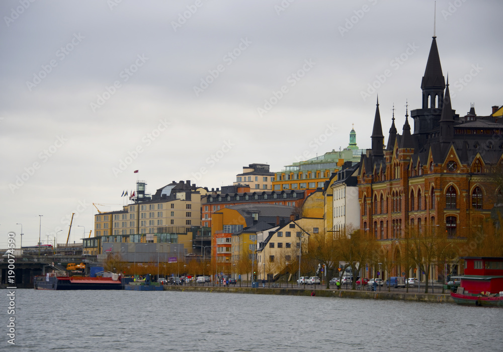 Houses on old part of Sodermalm a grey winter day Houses on old part of Sodermalm a grey winter day