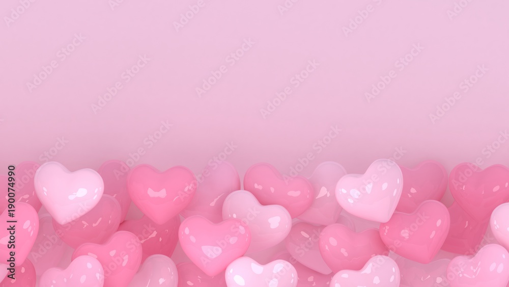 Hearts background. Valentines day. 3d heart. Love wallpaper. Propsal. Wedding banner. Engagement. Marriage celebration. Datting. Romantic poster. Passion. Love symbol. Modern 3d render.