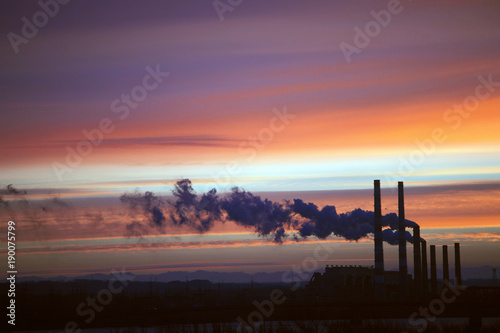 Industrial power at sunrise