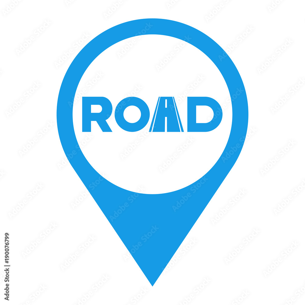 Icono plano localizacion ROAD azul Icono plano localizacion ROAD azul