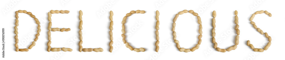 Obraz premium Word Written Using Letters Made with Peanuts