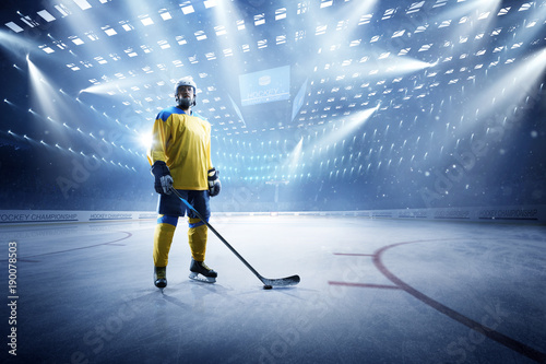 Photography Ice hockey player on the grand ice arena