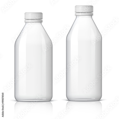 Realistic set plastic bottle for water.
