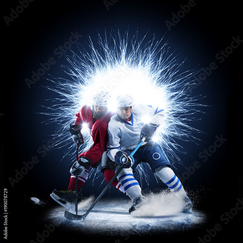 Canvas Print Ice Hockey players are skating on a abstract background