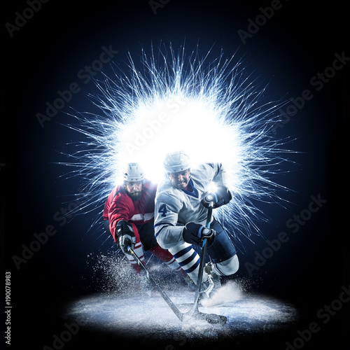 Canvas Print Ice Hockey players are skating on a abstract background
