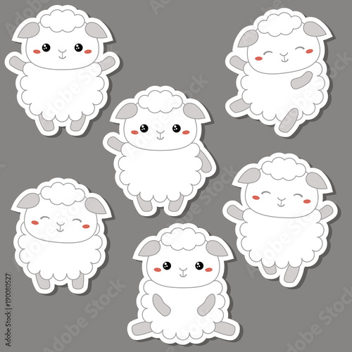 Set of cute sheep