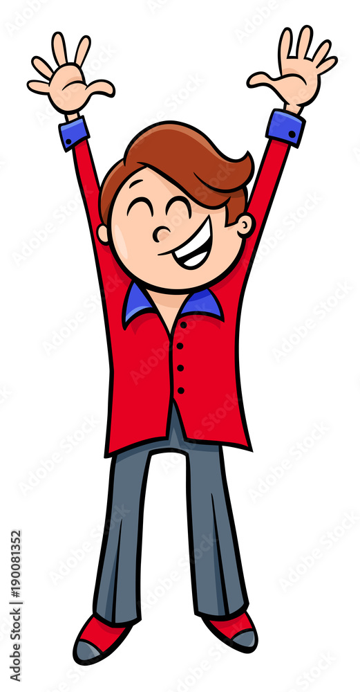 happy boy character at a party cartoon illustration happy boy character at a party cartoon illustration