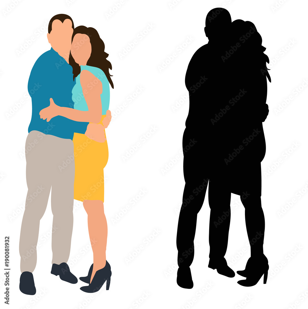 silhouette guy and girl embrace