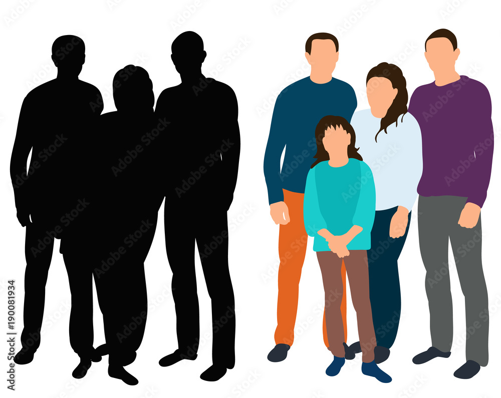  isolated silhouette family with children