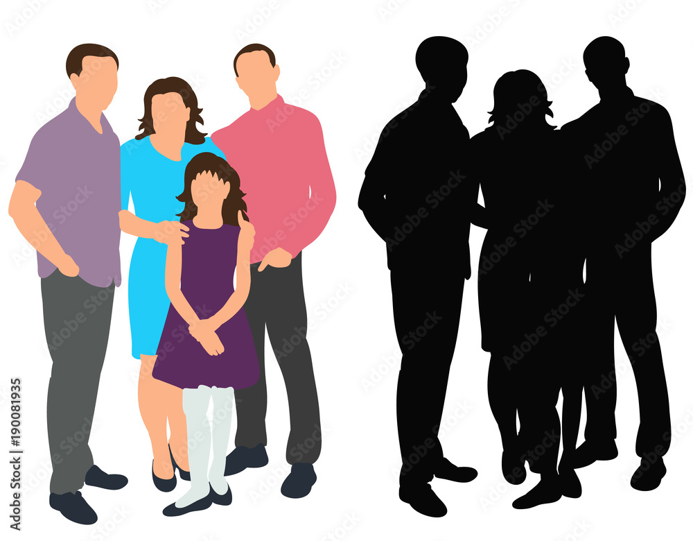 silhouette family with children