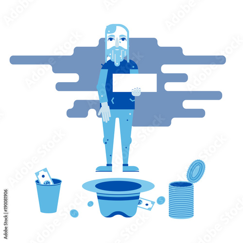 homeless person begging for money
