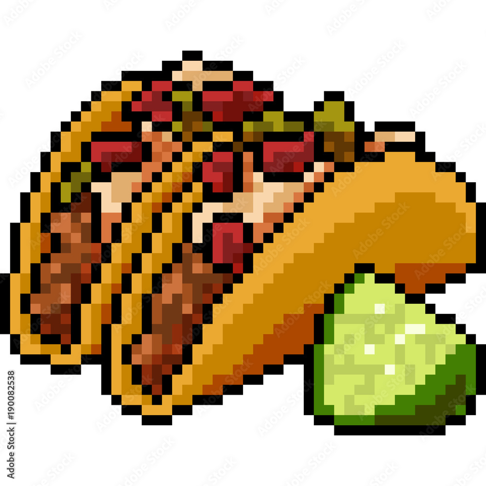 Fototapeta wektor pixel art jedzenie taco