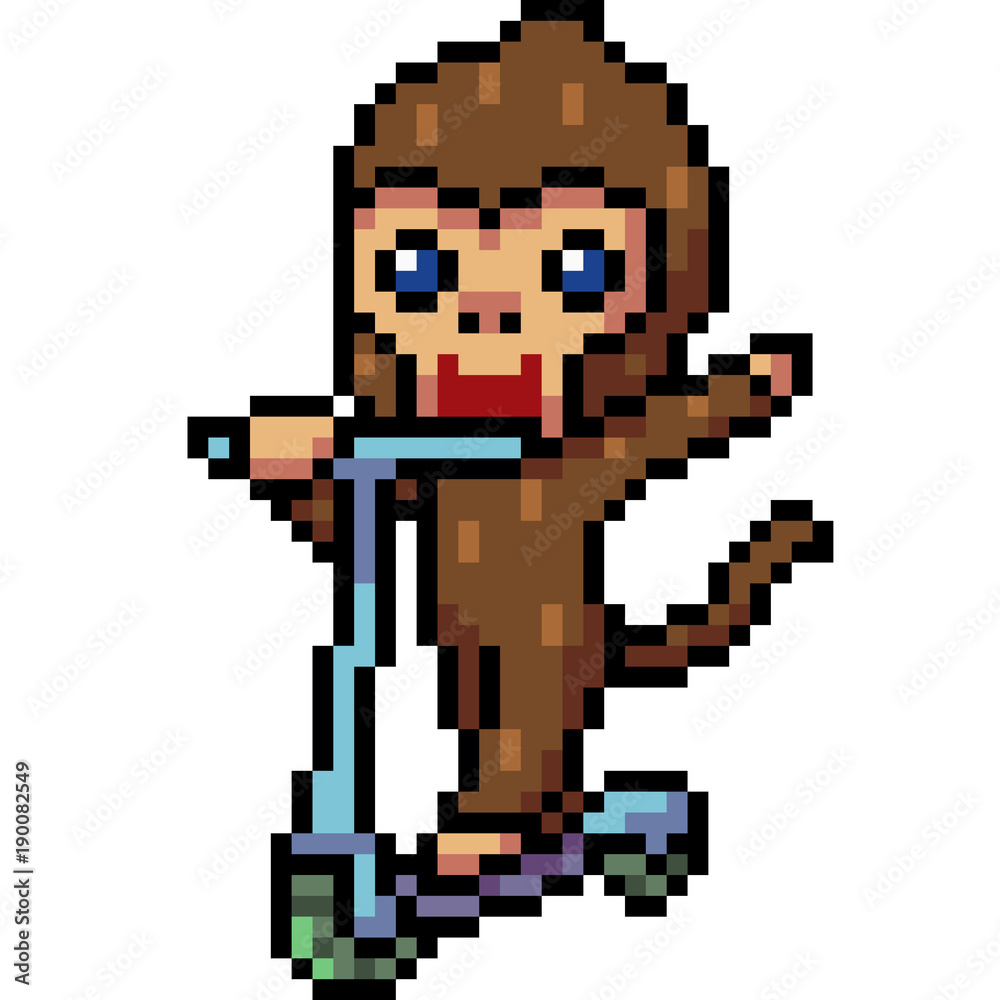 vector pixel art monkey playing vector pixel art monkey playing
