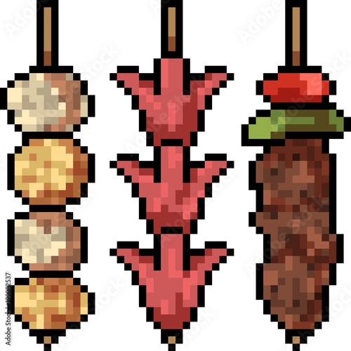 vector pixel art food barbecue