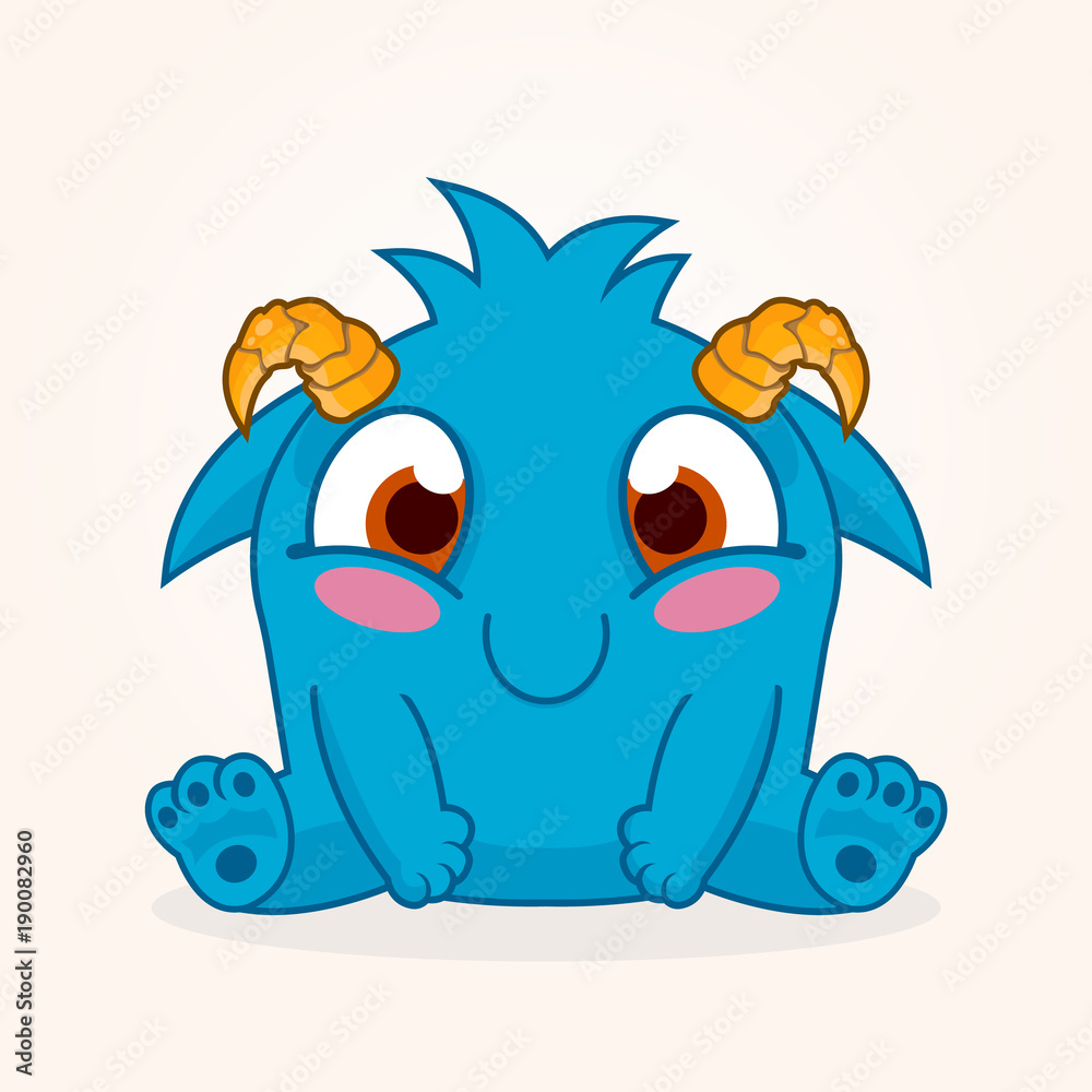 Cute cartoon monster. Happy monster illustration Stock Vector | Adobe Stock