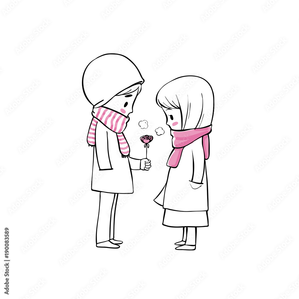 Couple in love valentine, Sketch for your design, Vector illustration. Couple in love valentine, Sketch for your design, Vector illustration.
