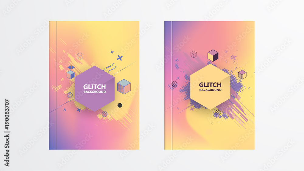 Holographic shapes backgrounds set. Modern geometric covers design. Applicable for gift card,cover,poster,brochure,magazine. Eps10 vector template