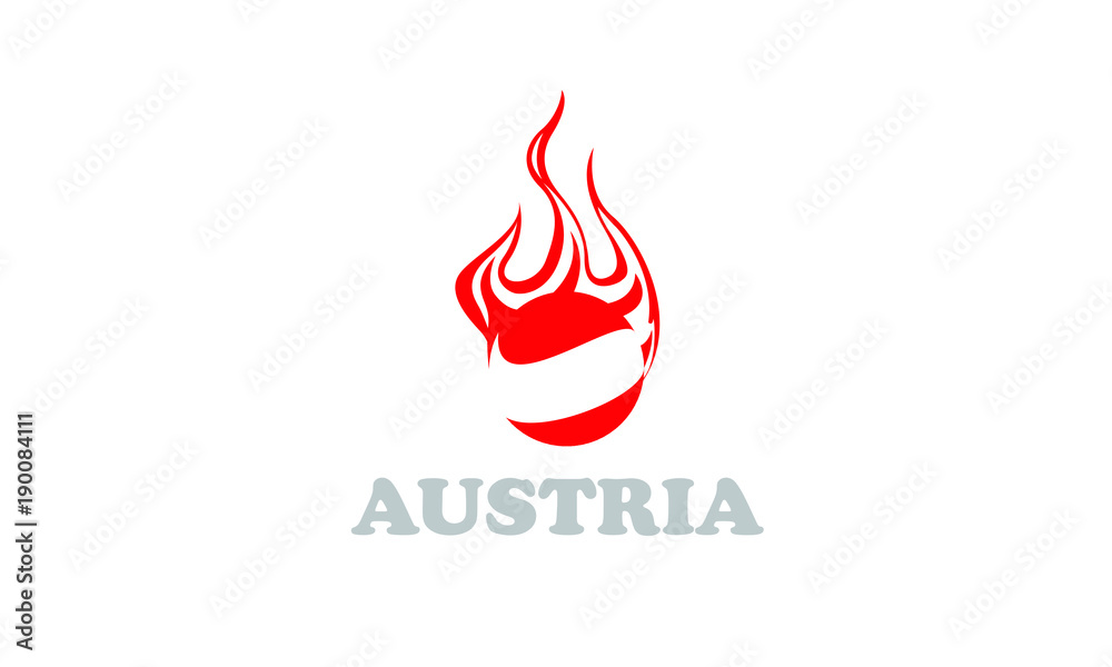 austria flag and fire ball austria flag and fire ball