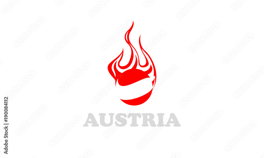 austria flag and fire ball austria flag and fire ball