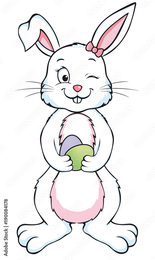 Obraz premium Cute Easter Bunny Girl with Easter Eggs Icon