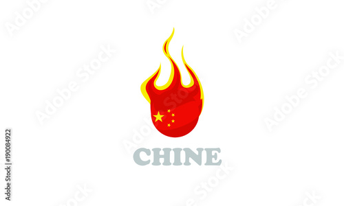 chine flag and fire ball