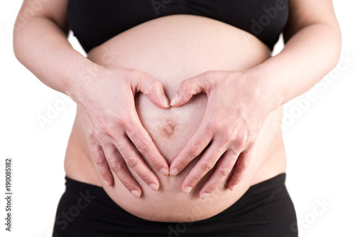 Wallpaper Mural Schwangere Frau mit Händen zu Herz geformt auf Bauch Torontodigital.ca