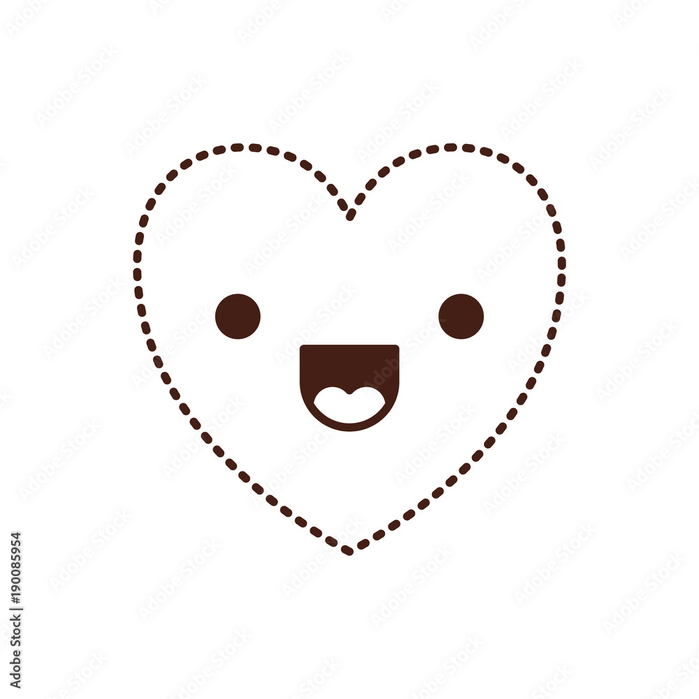 heart kawaii in jolly expression in brown dotted contour vector illustration heart kawaii in jolly expression in brown dotted contour vector illustration