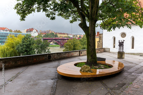 Jewish heritage synagogue building rainy autumn weather, Maribor Slovenia.