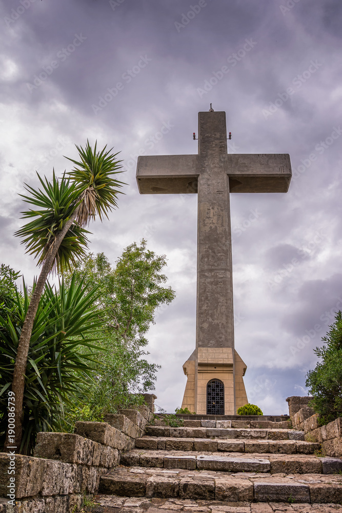Giant cross at Mount Filerimos on Rhodes island, Greece, Europe Giant cross at Mount Filerimos on Rhodes island, Greece, Europe