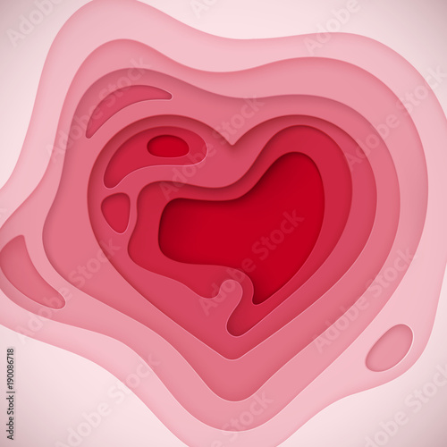 Pink paper layered heart shape