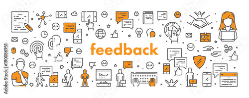 Vector line web banner for feedback