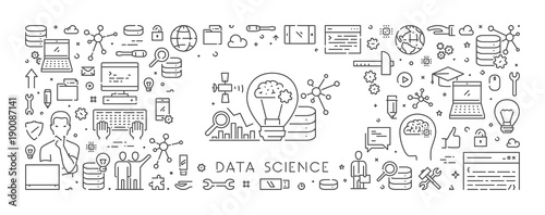 Vector line web banner for data science