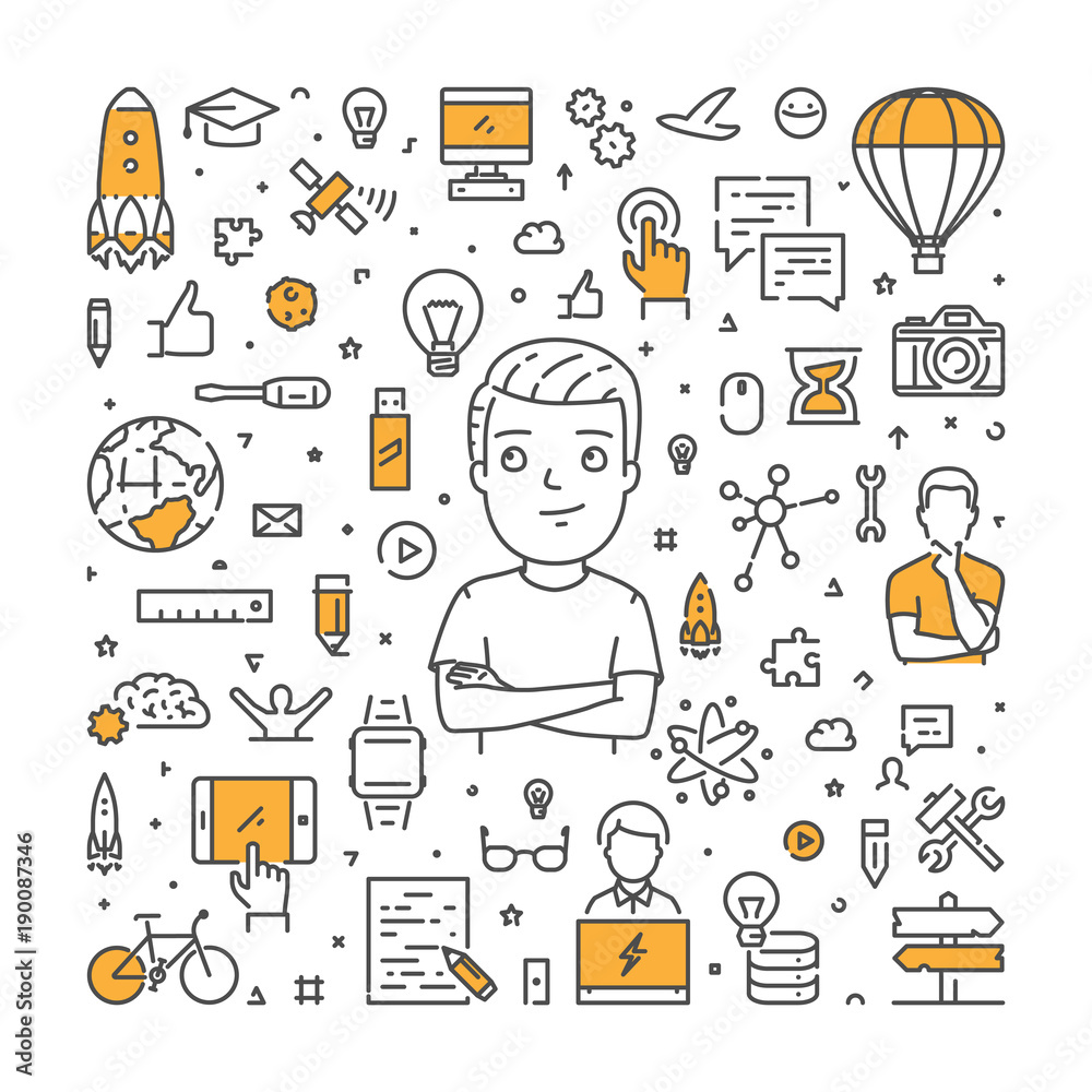 Vector line web concept for new idea