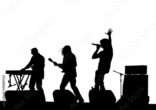 Musical group people in concert on stage