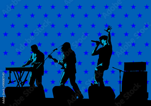 Musical group people in concert on stage