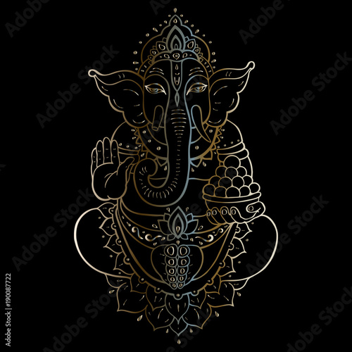 Golden Ganapati Meditation in lotus pose