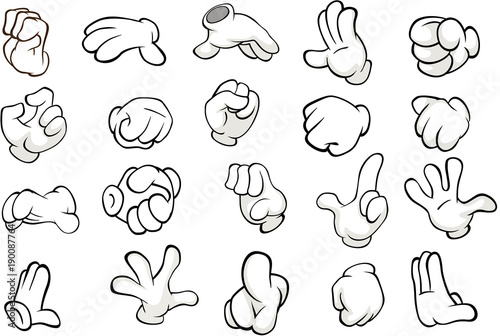 Set of Cartoon Illustrations. Hands with Different Gestures for you Design