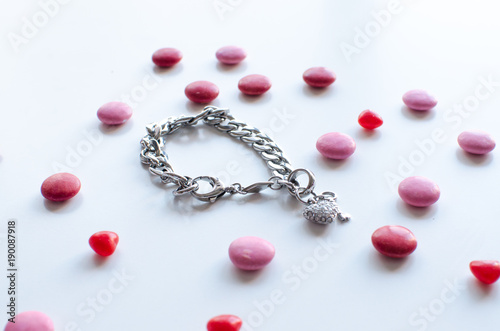 the perfect valentines gift for her a shiny bracelet with chocolate