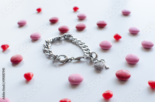 the perfect valentines gift for her a shiny bracelet with chocolate photo