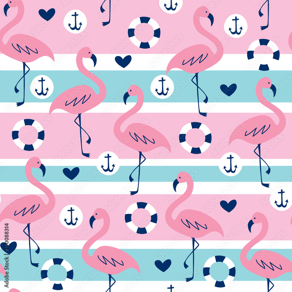 Naklejka premium seamless striped flamingo pattern vector illustration