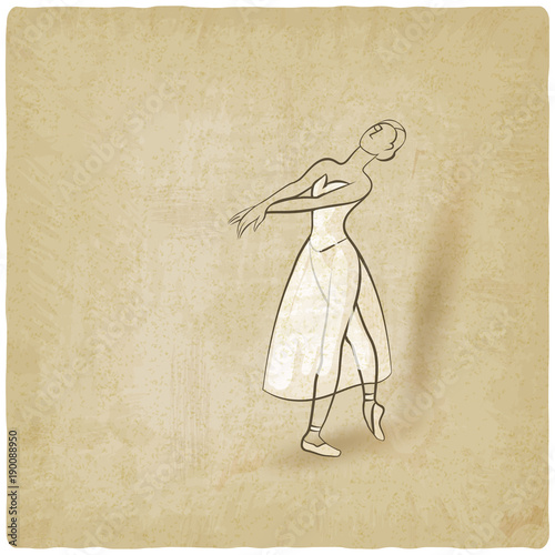 dancing ballerina sketch old background