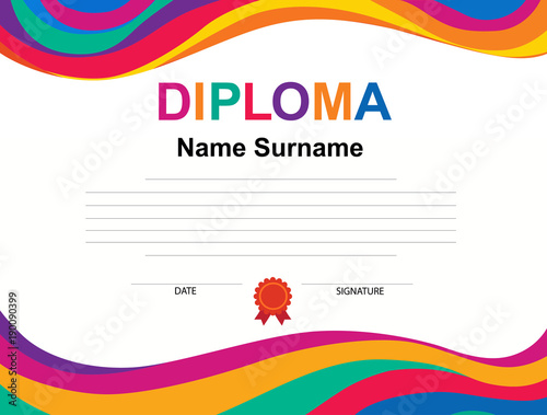 Kids Diploma certificate background design template