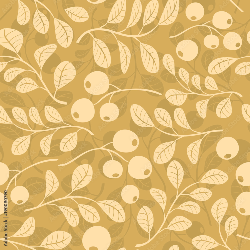 beige floral background with branches - seamless vector