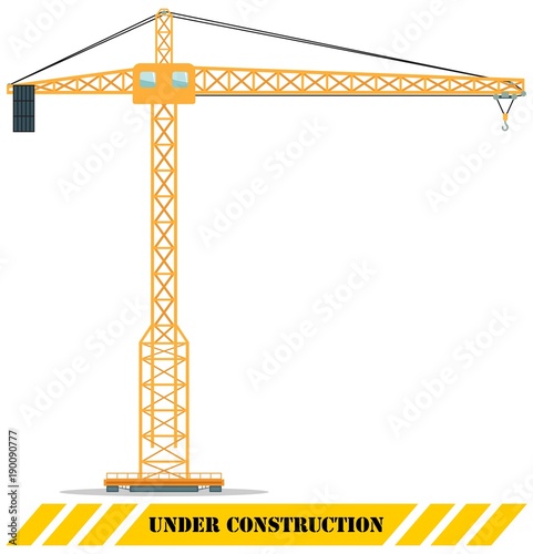 Building tower crane. Heavy construction machines. Vector illustration